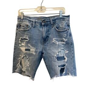 American Eagle Outfitters Light Blue Ripped Denim Bermuda Shorts